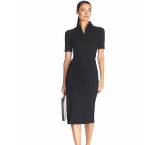 Dress The Population Gloria Black Front Zip Sheath Dress Size L minimalist